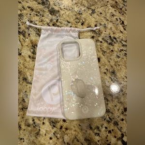 White Opal Shell iPhone 14 Pro Max loopy (righty) case